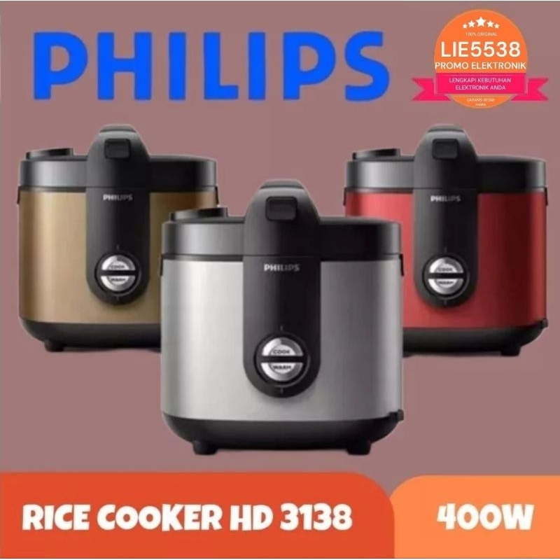 Rice cooker PHILIPS HD 3138 / HD3138 3IN1 2LTR BAKUHANSEKI GARANSI RESMI