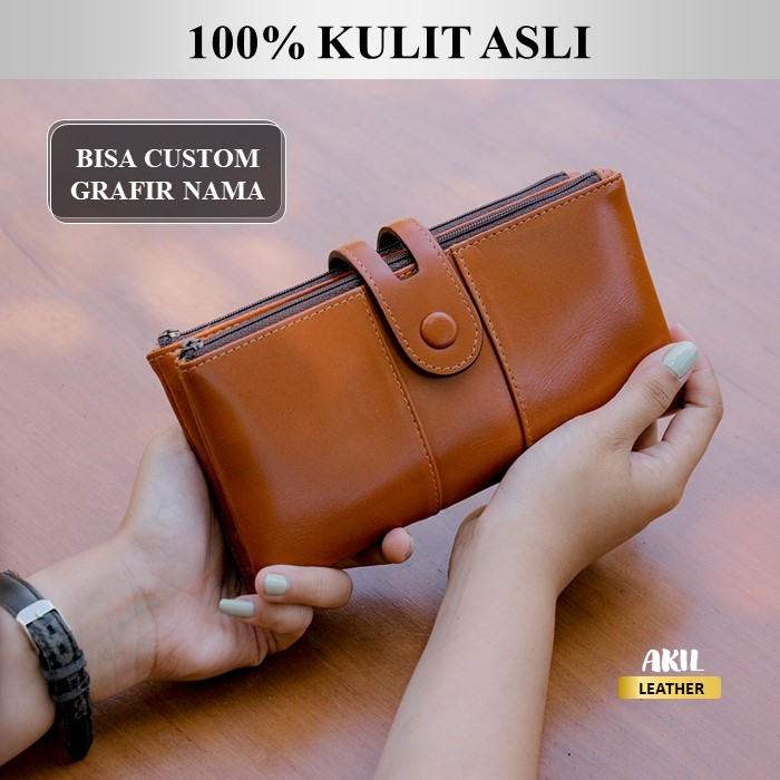 Dompet Panjang Kulit Wanita Alona Geisha Leather Wallet Branded Bahan 100% Kulit Sapi Asli Original Premium Cewek Terbaru