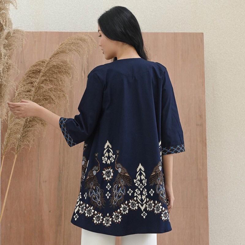 Cardigan panjang batik wanita modern lengan panjang / long cardi batik / long outer kantor 281 164