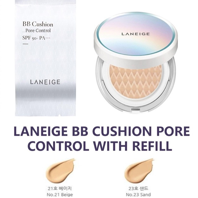 [READY STOCK] LANEIGE - BB Cushion Foundation/ BB Cream /Whitening SPF50+ PA+++( Refill+Case + Isi + Puff ) 100% Asli KOREA