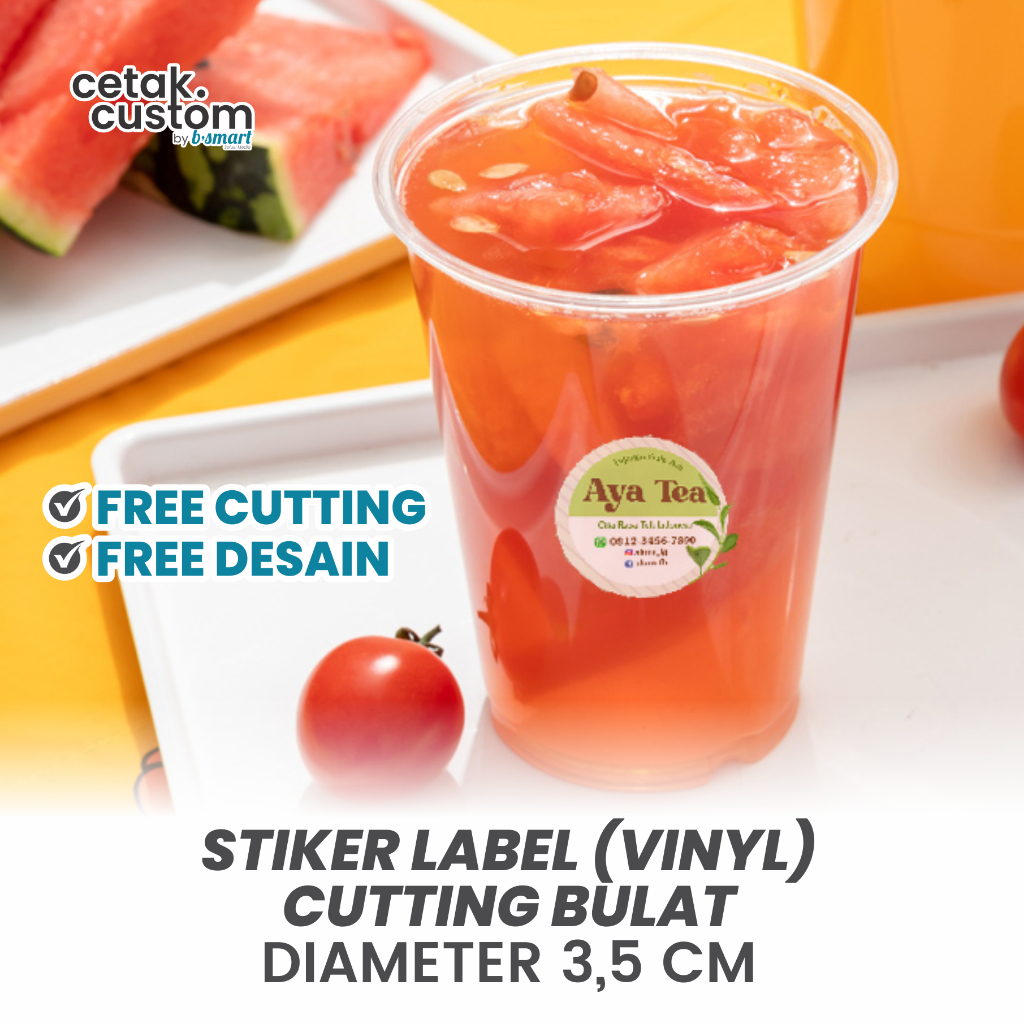 

STIKER LABEL MAKANAN (VINYL)+CUTTING BULAT DIAMETER 3,5x3,5 CM