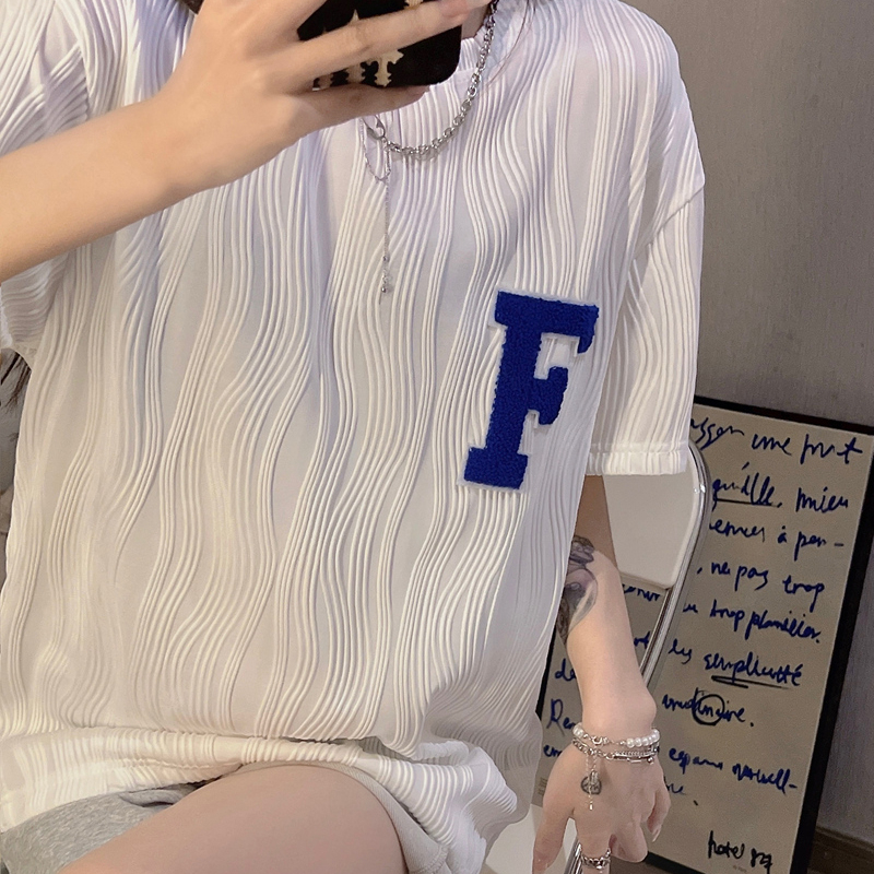 Korean Style Atasan T-shirt Lengan Pendek Vintage Bordir Oversize Baju Kaos Wanita