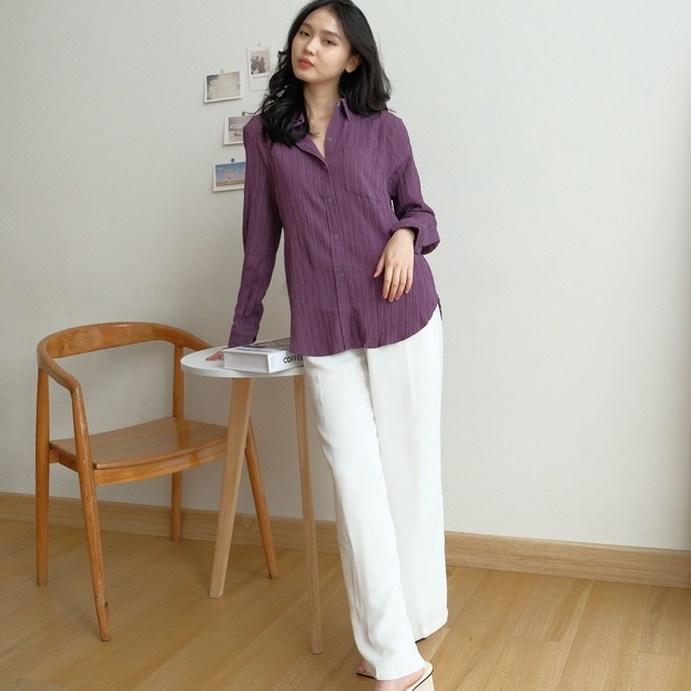 Kirra Shirt Kemeja Casual Serat Kayu - Kemeja Kasual Wanita