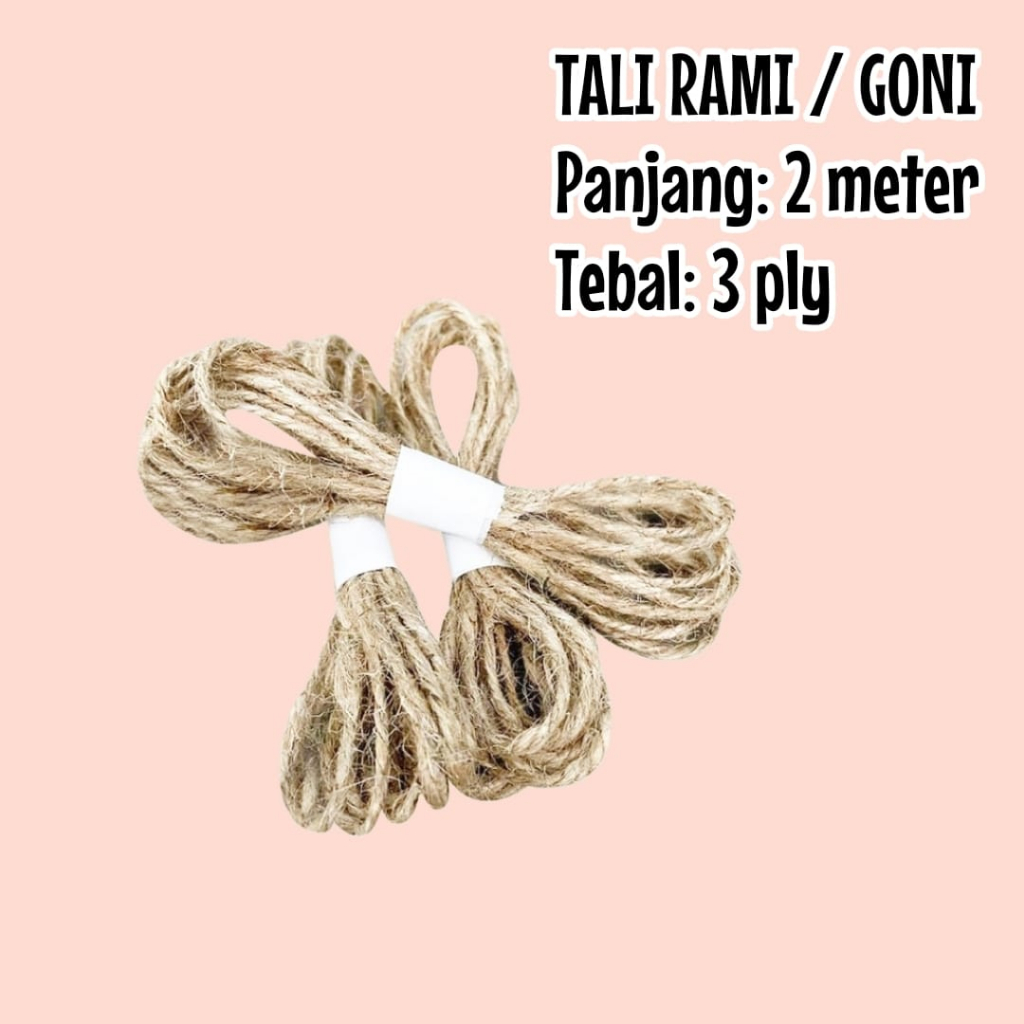 

Tali Rami, Tali Goni (Panjang 2 meter, tebal 3 ply) | untuk hiasan gift box & hampers