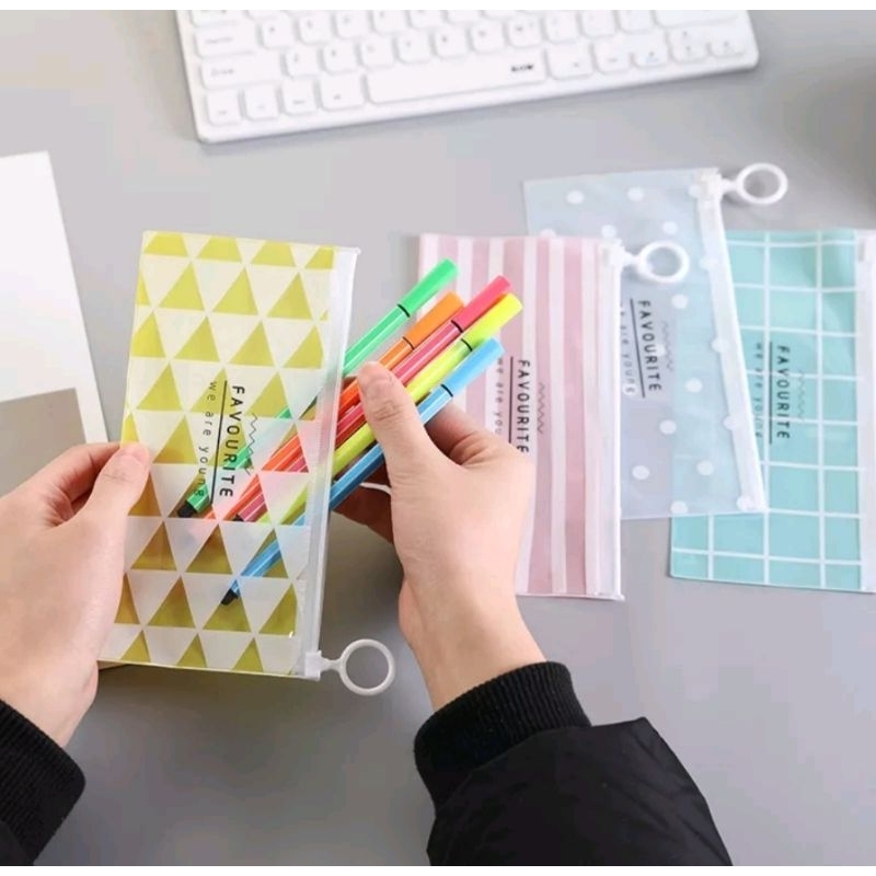 

L25 Tempat Pensil Pulpen Transparan Ziplock Karakter Serbaguna Pouch Zip Lock Penyimpanan