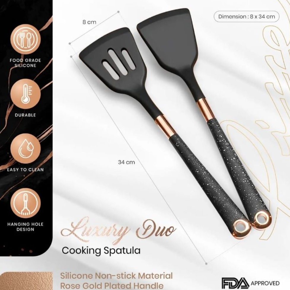 Spatula Set Duo Luxury Hitam Lisse Spatula Sillicon Sutil 1 Set isi 2