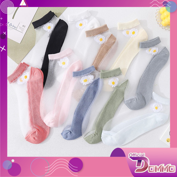 DOMMO - D2019 Kaos Kaki K5010 / Kaos Kaki Transparan / Kaos Kaki Wanita / Kaos Kaki Motif Bunga / Socks