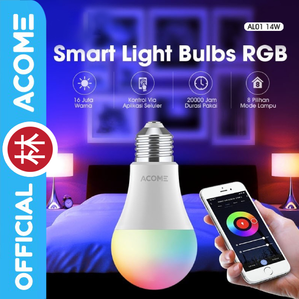 Acome AL01 Smart Light Bulbs RGB Lamp WIFI LED Lampu Bohlam with Apps