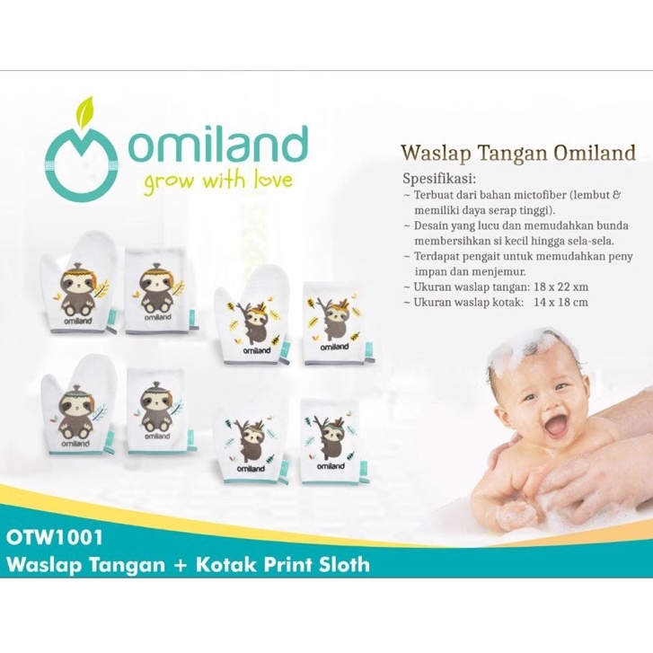Omiland Waslap Tangan &amp; Kotak Print