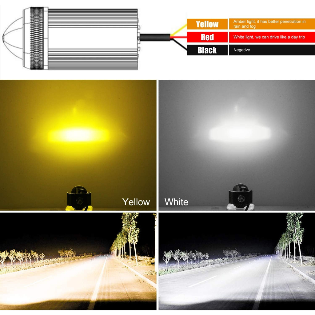 2PCS Lampu Tembak PLus Kipas Sorot Motor LED Laser D3 Foglamp Mini Projie  2 WARNA LASER FOGLAMP 30W AC DC 8-36V