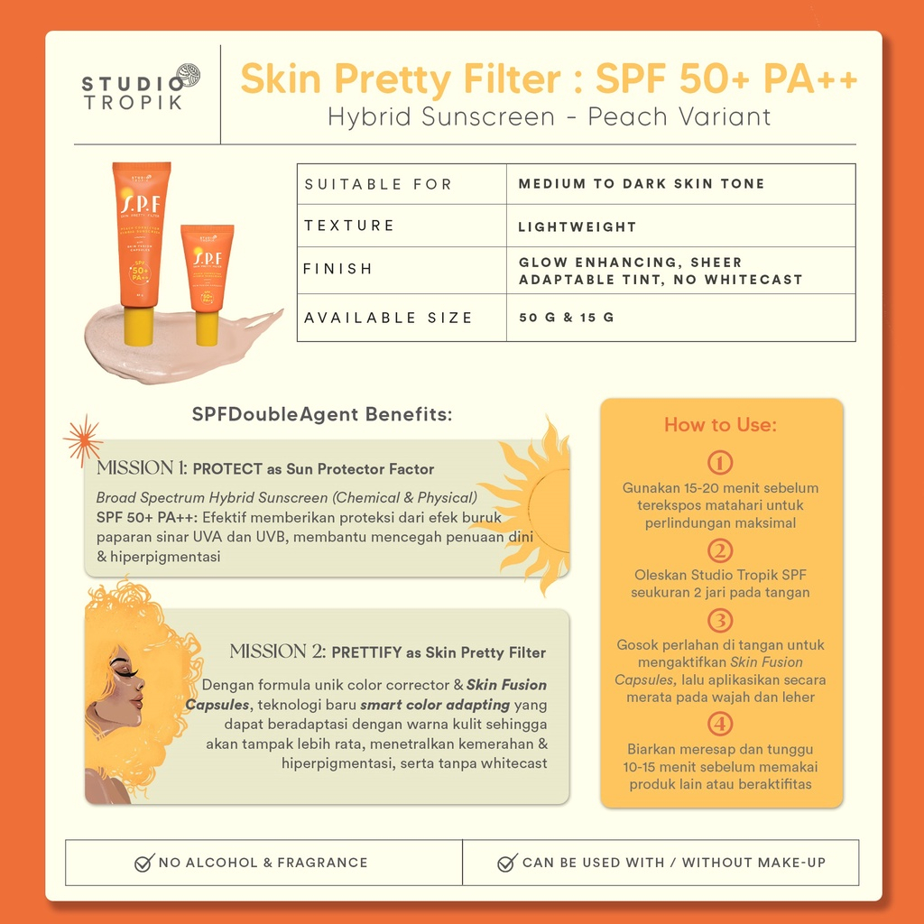 Studio Tropik SPF 50+ PA++ Skin Pretty Filter Mint Peach Sunscreen Wajah 50gr