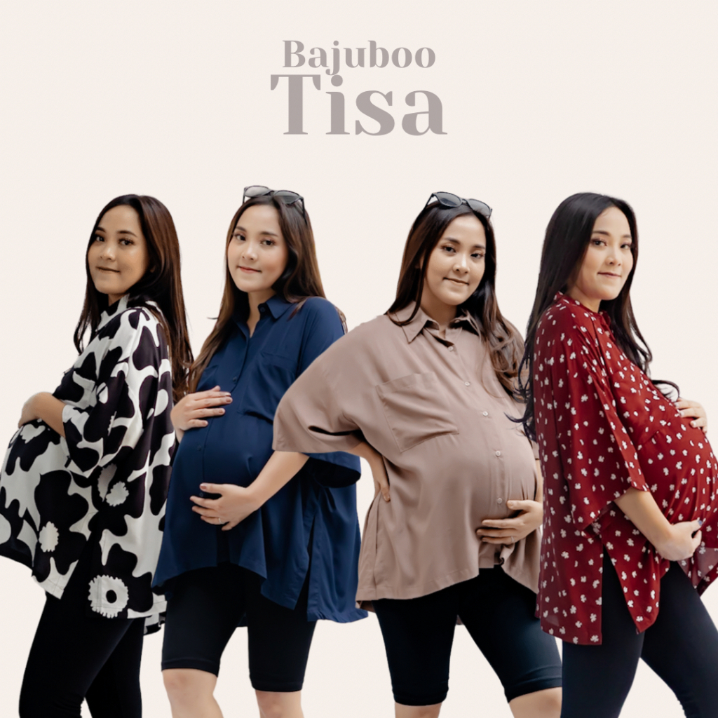 Bajuboo Tisa - Kemeja Oversize Bumil &amp; Busui Friendly Rayon Lengan Pendek