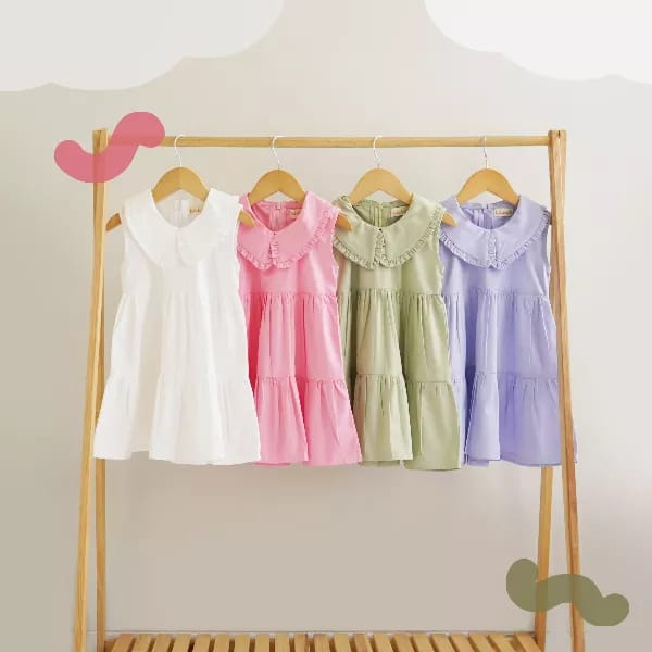 KID AND KNIT - BABYGIGGLES Anna Ruffle Collar Dress / Dress Anak Perempuan