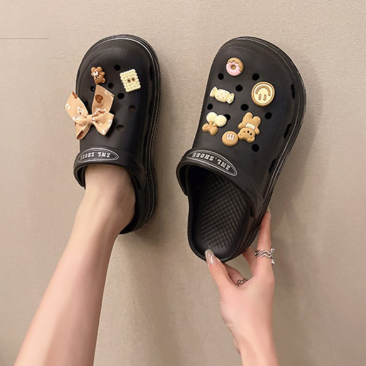 Glorykidz SH2240 SH2241 Sendal baim bae clog wanita bakpao BKK karet penambah tinggi badan sol 5 cm anak 8 tahun sd dewasa perempuan dengan ziblits terpisah DIY sangat ringan kualitas tinggi empuk
