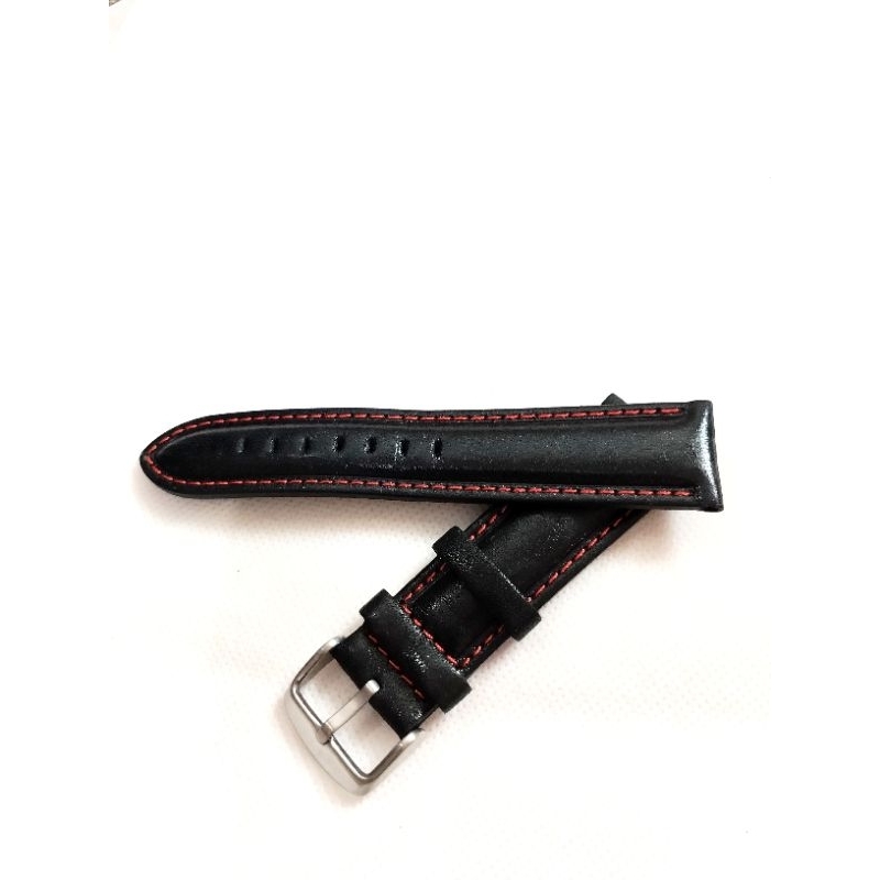 tali jam tangan hitam 22mm strap kulit asli