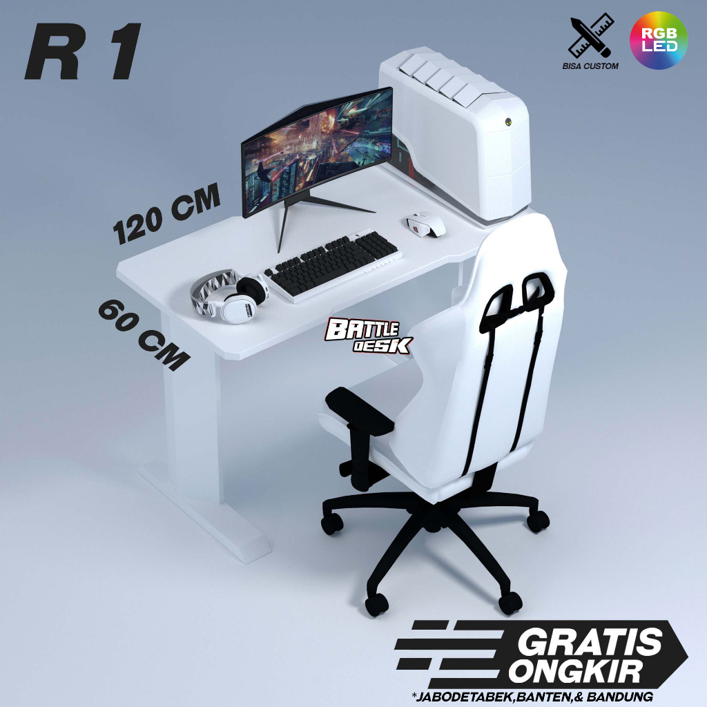 Battledesk R 1 - Meja Komputer Gaming PC Desk Desk Office Kantor RGB murah 120x60