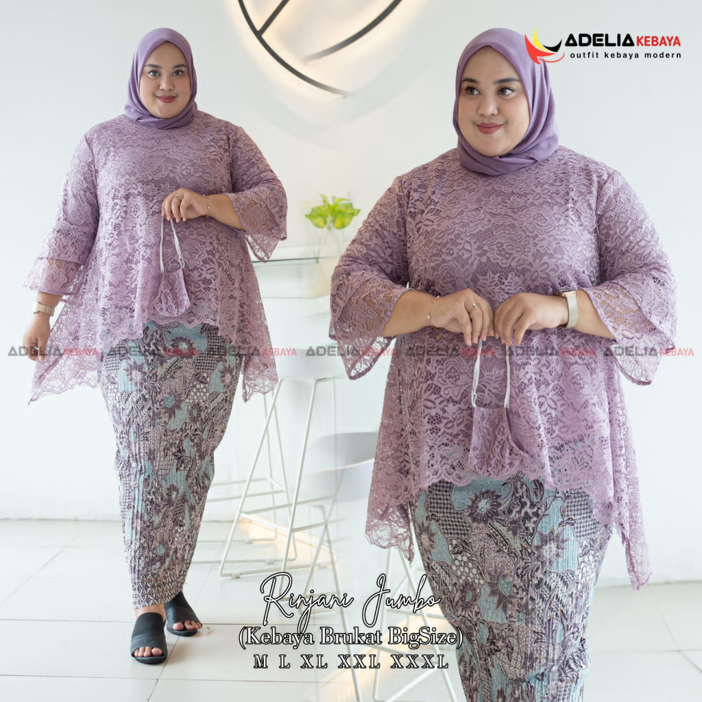 ( COD ) JUMBO - Setelan kebaya blouse rinjani jumbo - kebaya modern - outfit kekinian - bahan brukat - pakaian pesta keluarga, wisuda, baju akad dan nikahan