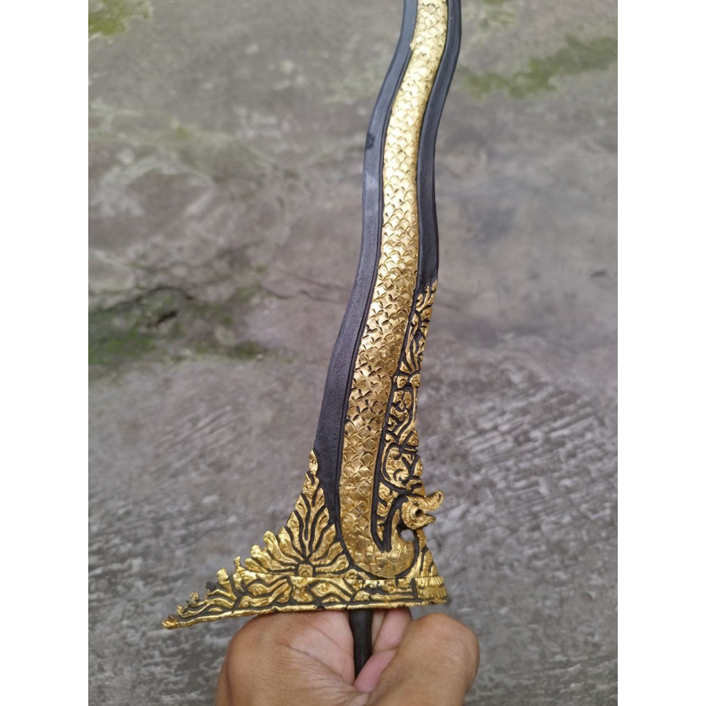 Keris Kamardikan Luk 7 Kinatah Naga Sapto Pamor Keleng