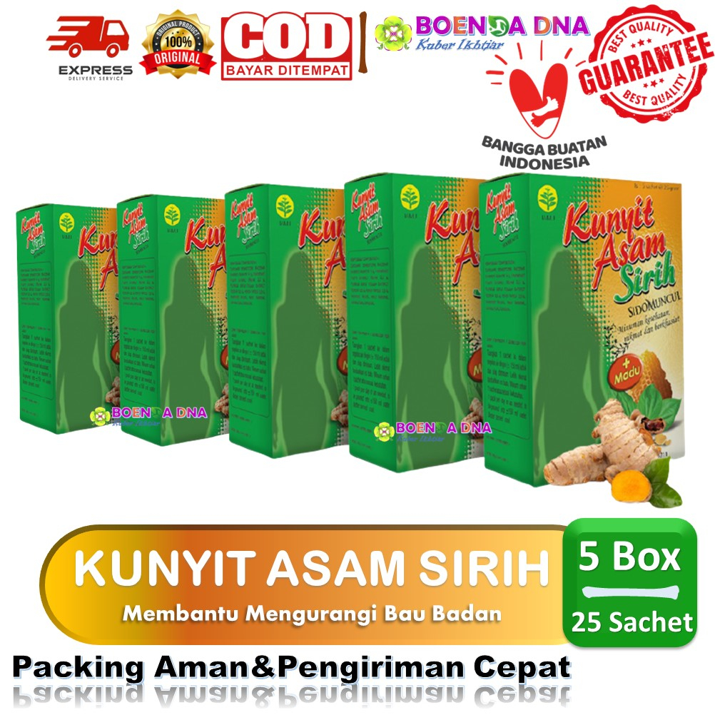 

5 BOX Kunyit Asam Sirih Plus Madu Sidomuncul (15 Sachet) - Jamu Pelancar Haid BISA COD