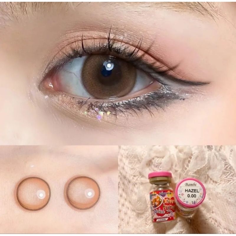 Softlens Kitty Kawaii Bambi Hazel / Coklat Normal Minus Beda Minus