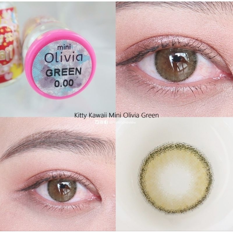 Softlens Kitty Kawaii Mini Olivia Green / Hijau Normal Minus Beda Minus