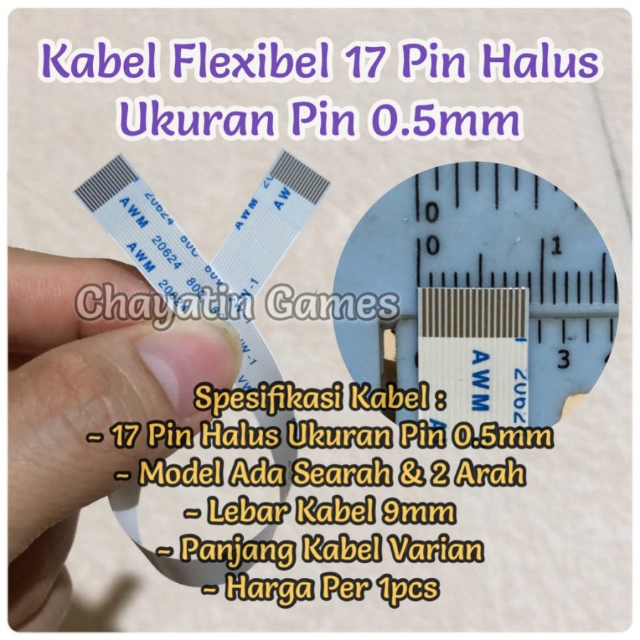 Kabel Flexibel 17 Pin Halus Model &amp; Panjang Varian Ukuran Pin 0.5mm