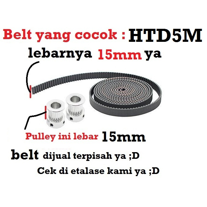 [HAEBOT] HTD5M Pulley Timing 60T W15 Bore 8 10 14 mm Puley Pully CNC Lebar 15mm 150cm gear Aluminium Pitch 5mm Aktuator Slider Router Mekanik 60 Teeth Gigi