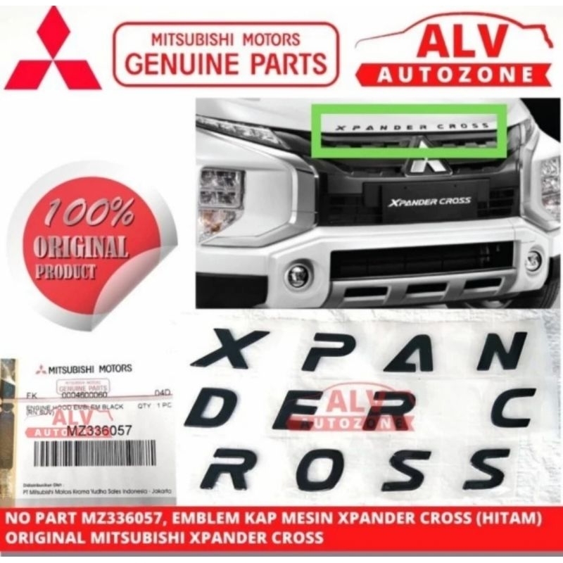 EMBLEM "XPANDER CROSS" KAP MESIN WARNA HITAM ORIGINAL MITSUBISHI XPANDER CROSS