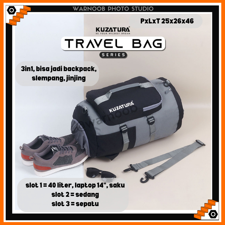 Tas Gym Olahraga Travel Multifungsi Spot Sepatu Jinjing Gendong Kuat 40 Liter Laptop dan Saku