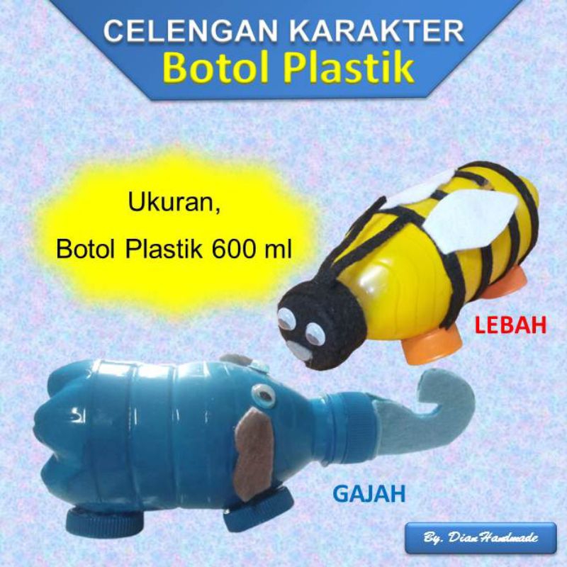 Celengan Botol Plastik Karakter Hewan/ Kerajinan Daur Ulang Botol 600ml