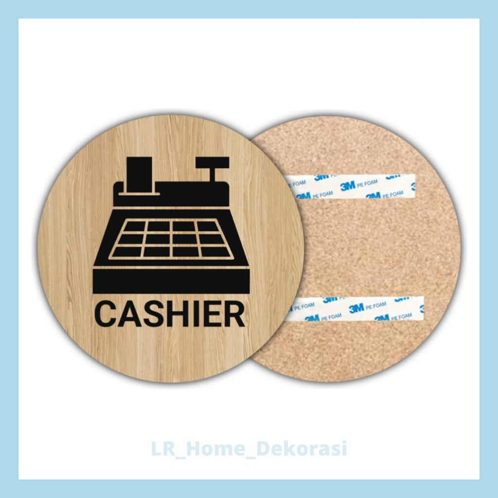 Sign "CASHIER" | Papan Tanda "CASHIER" Diameter 20cm | Dekorasi Cafe | Dekorasi Dinding