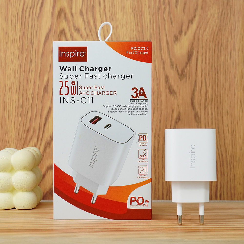 CHARGER FAST CHARGING KEPALA CHARGER ADAPTOR INSPIRE C11 25W PD QC 3.0 KEPALA ADAPTOR INSPIRE FAST CHARGING