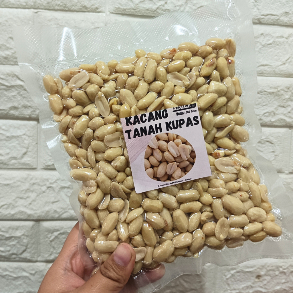 PERTIWI Kacang Tanah 500 Gram | Kacang Kupas Mentah | Kacang Bali Mentah | Kacang Tanah Ukuran 25 - 