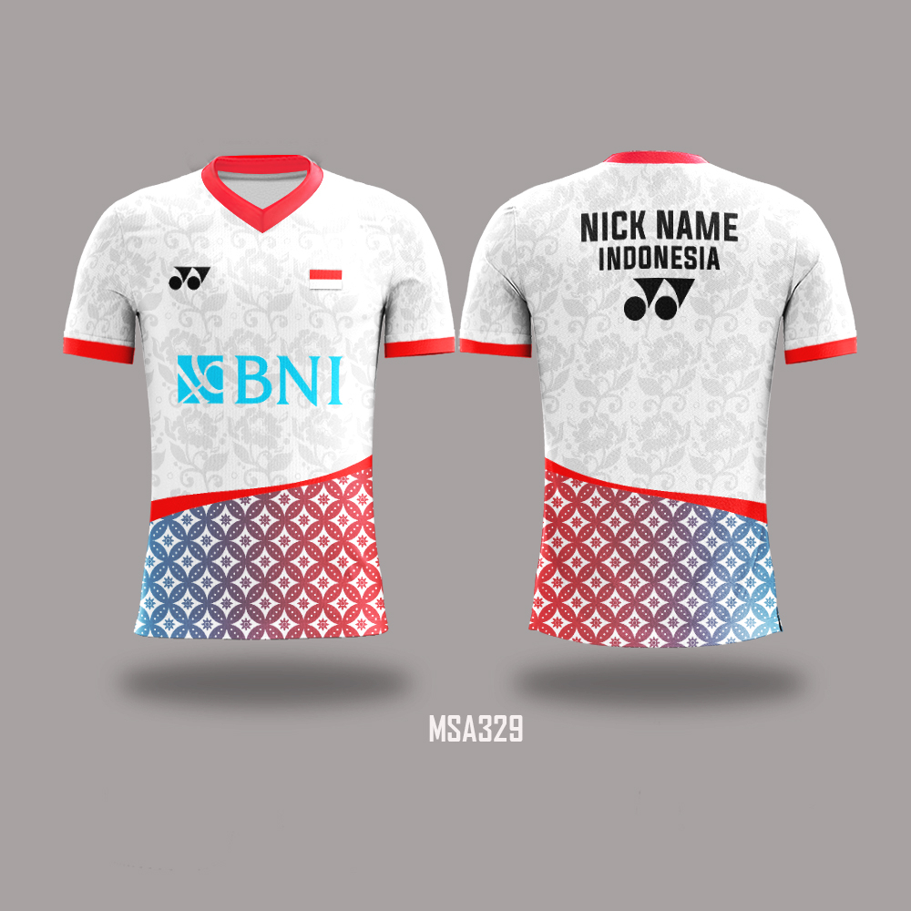 Kaos Jersey Badminton Bulutangkis Motif Batik Custom Design MSA329