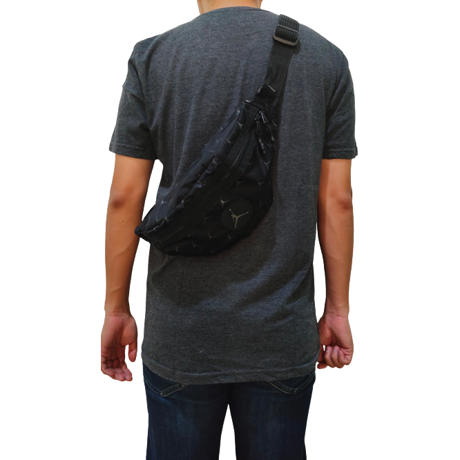 Waist Bag Air Jordan Black Emboss Nylon / Tas Jordan Pinggang Pria BNWT