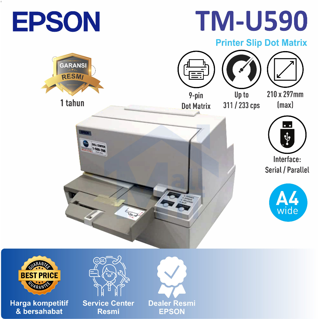 Printer EPSON POS Kasir Dotmatrix TM-U590 TMU590 TM U590 Slip Printer