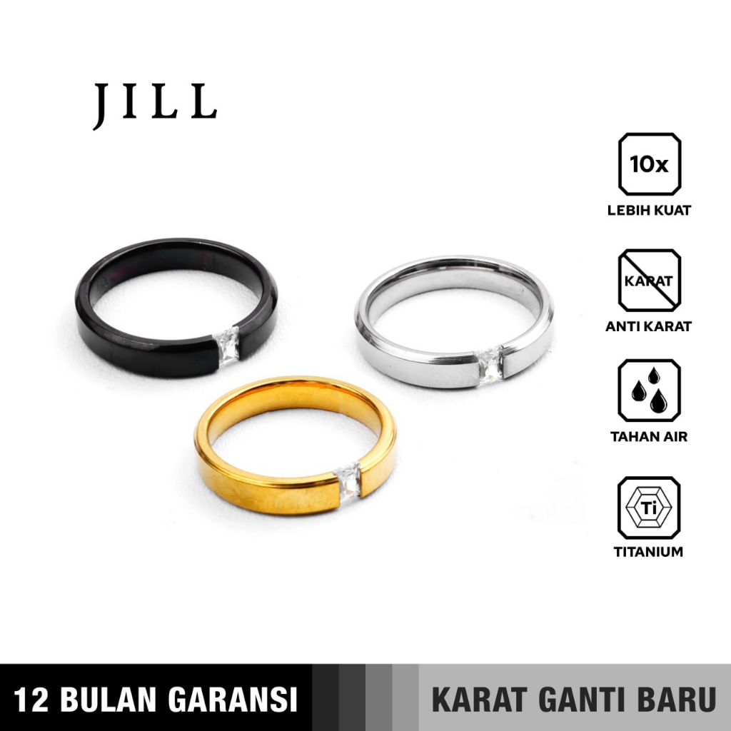 Emrys Premium Ring JILL Real Titanium Anti Karat Cincin Titanium Pria Wanita