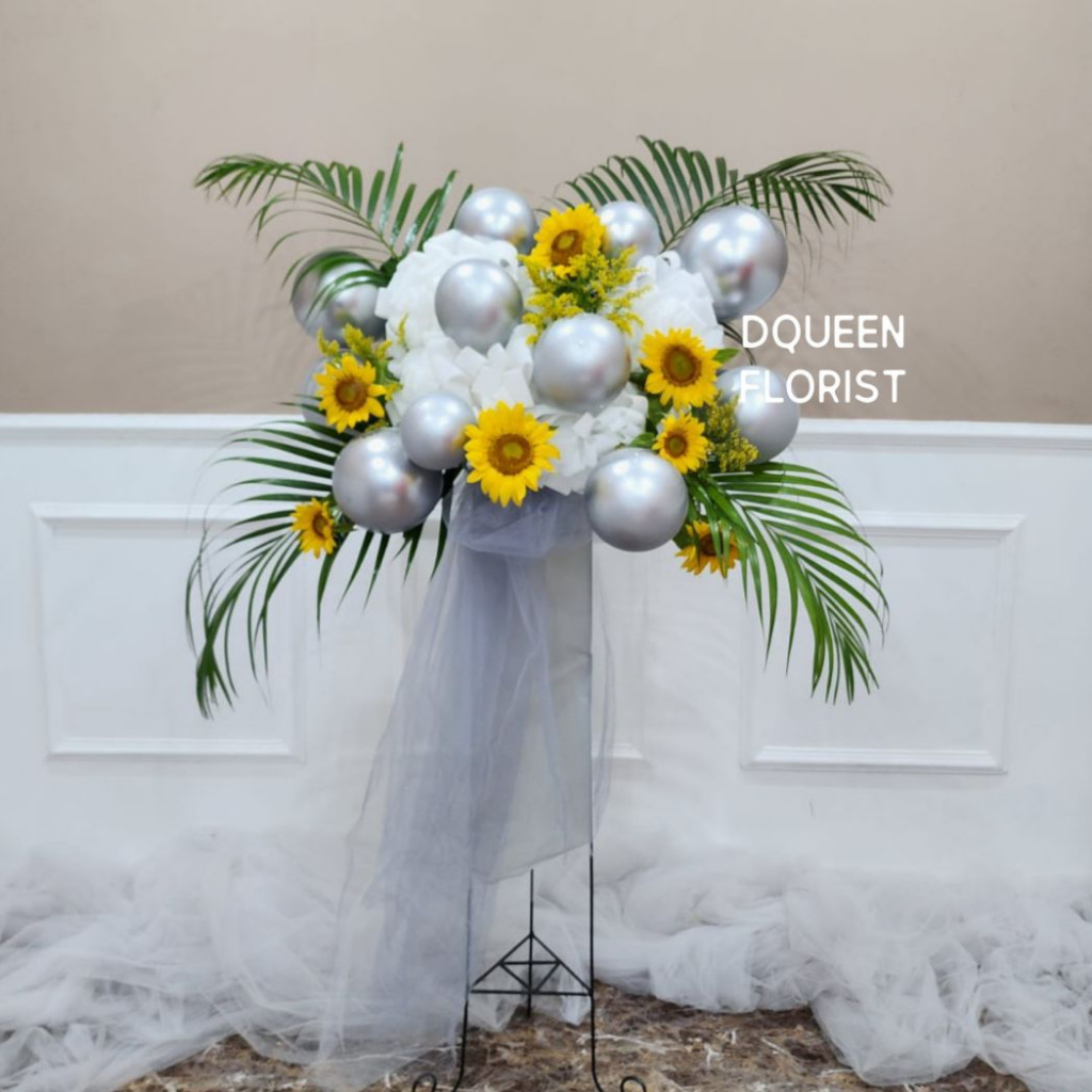 standing bunga dekorasi flower ulang tahun ucapan graduation