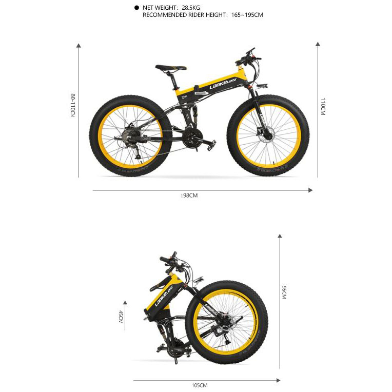 Lankeleisi Sepeda Listrik Lipat Fat Bike Tire 26x4 Inch 48V 10Ah - XT750 Plus