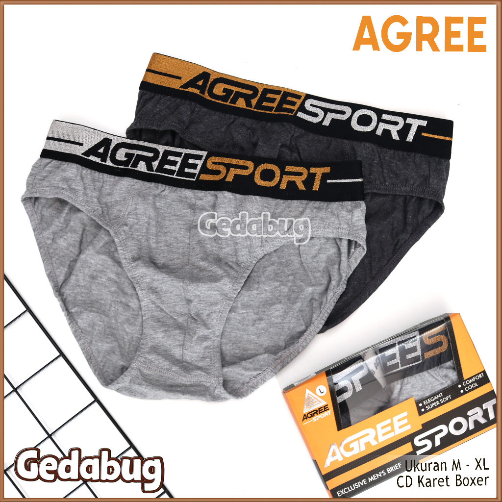 [ 2 pc ] CD Pria Agree Sport 2327 | Celana dalam Segitiga Karet Boxer | Gedabug