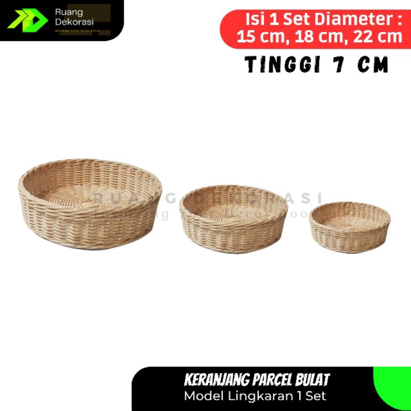 Keranjang Rotan Bulat 1 Set Ukuran Sedang Keranjang Souvenir Keranjang Parcel Keranjang Seserahan Ha