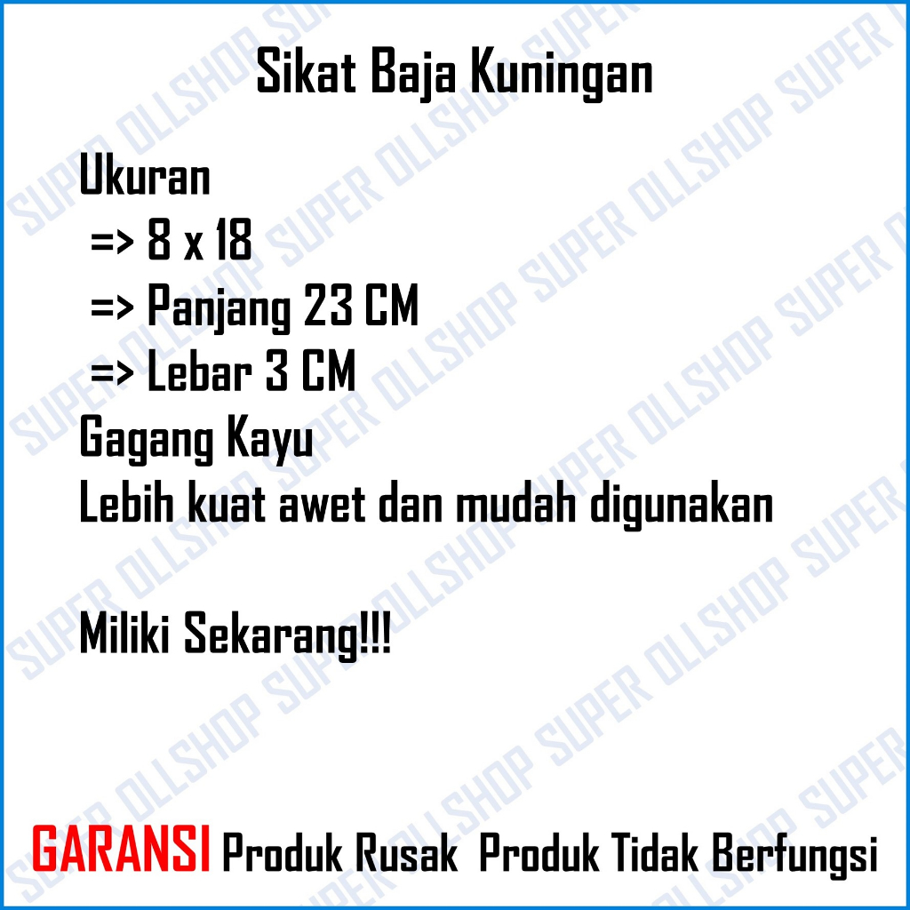 Sikat Kawat Baja Kuningan Gagang Pegangan Kayu Pembersih Karat Waja Brush Steel Wire 8x18 Murah