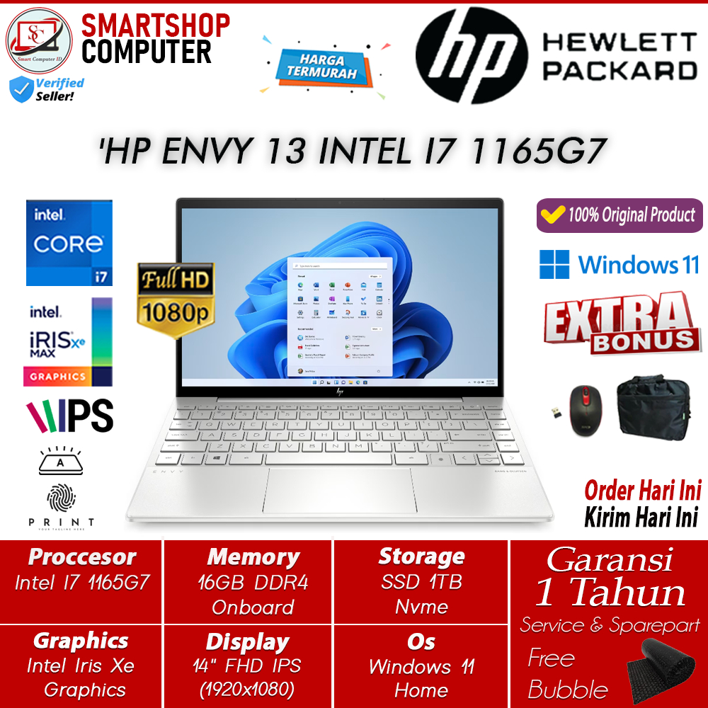 Laptop HP Envy 13 I7 1165G7 16GB 1TB SSD Iris Xe 13.3 FHD IPS Win11