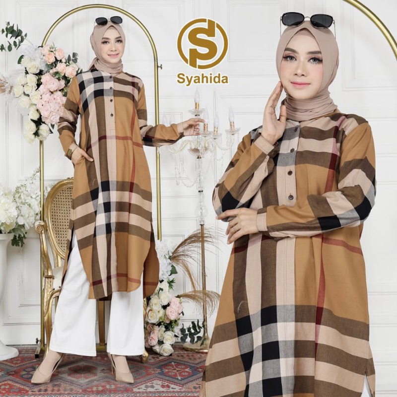 TUNIK SYAHIDA MOTIF KOTAK MOTIF B*RBERRY
