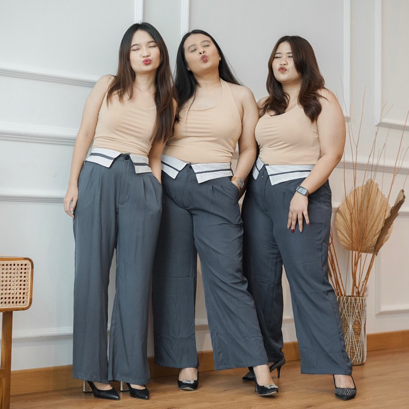 [LOURRA] Minji Collar Pants Wide Pants Kulot Highwaist Jumbo Size Big Size