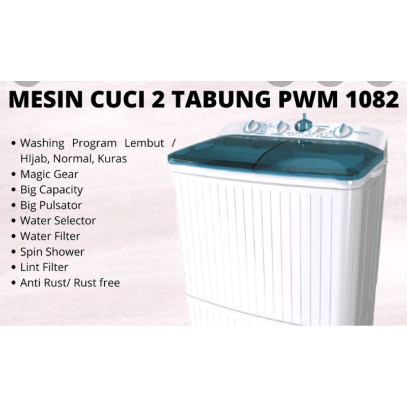 mesin cuci Polytron 10 kg pwm 1082