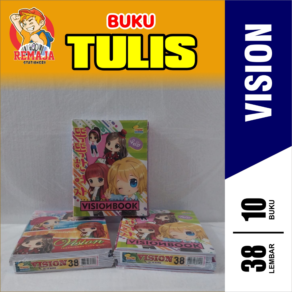 

Buku Tulis VISION 38 per pack isi 10 BUKU