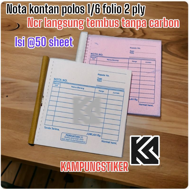 

Nota Kontan 2 Ply 1/6 Folio Ncr - Siap Kirim
