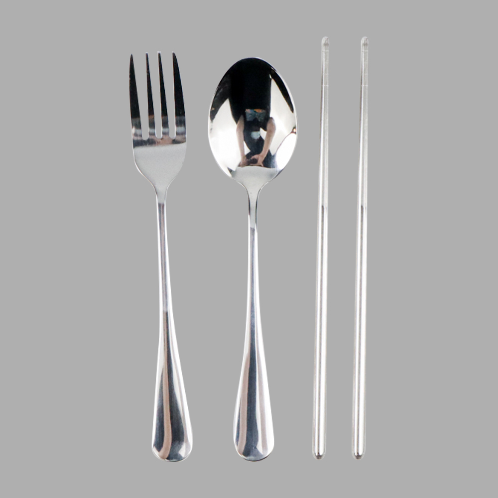 (PROMO) Sendok Garpu Portabel Stainless Steel / Sumpit Sendok Garpu Set / Spoon Fork Chopsticks / Sendok Set Jerami Alat Makan Souvenir Korean Sumpit Travel Gandum Unik Kado Lunch Box Kotak Makan / Sendok set alat makan stainless steel 2/3pcs set Makan