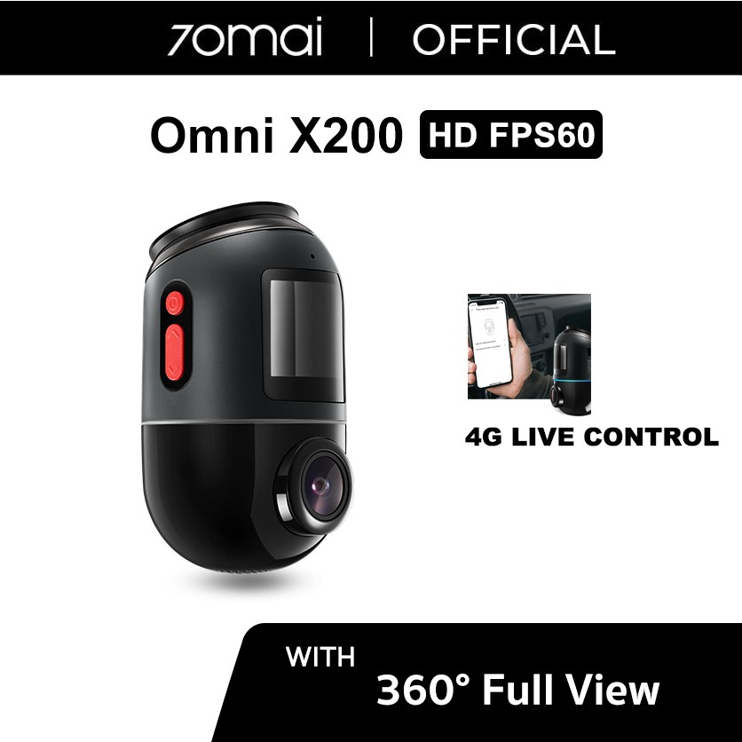 70mai Dash Cam Omni X200 360° Full View 4G Connect HD 1080P FOV 140°